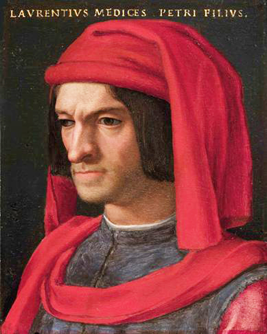 A portrait of Lorenzo de' Medici, done in the 16th century by the Italian painter Agnolo Bronzino.